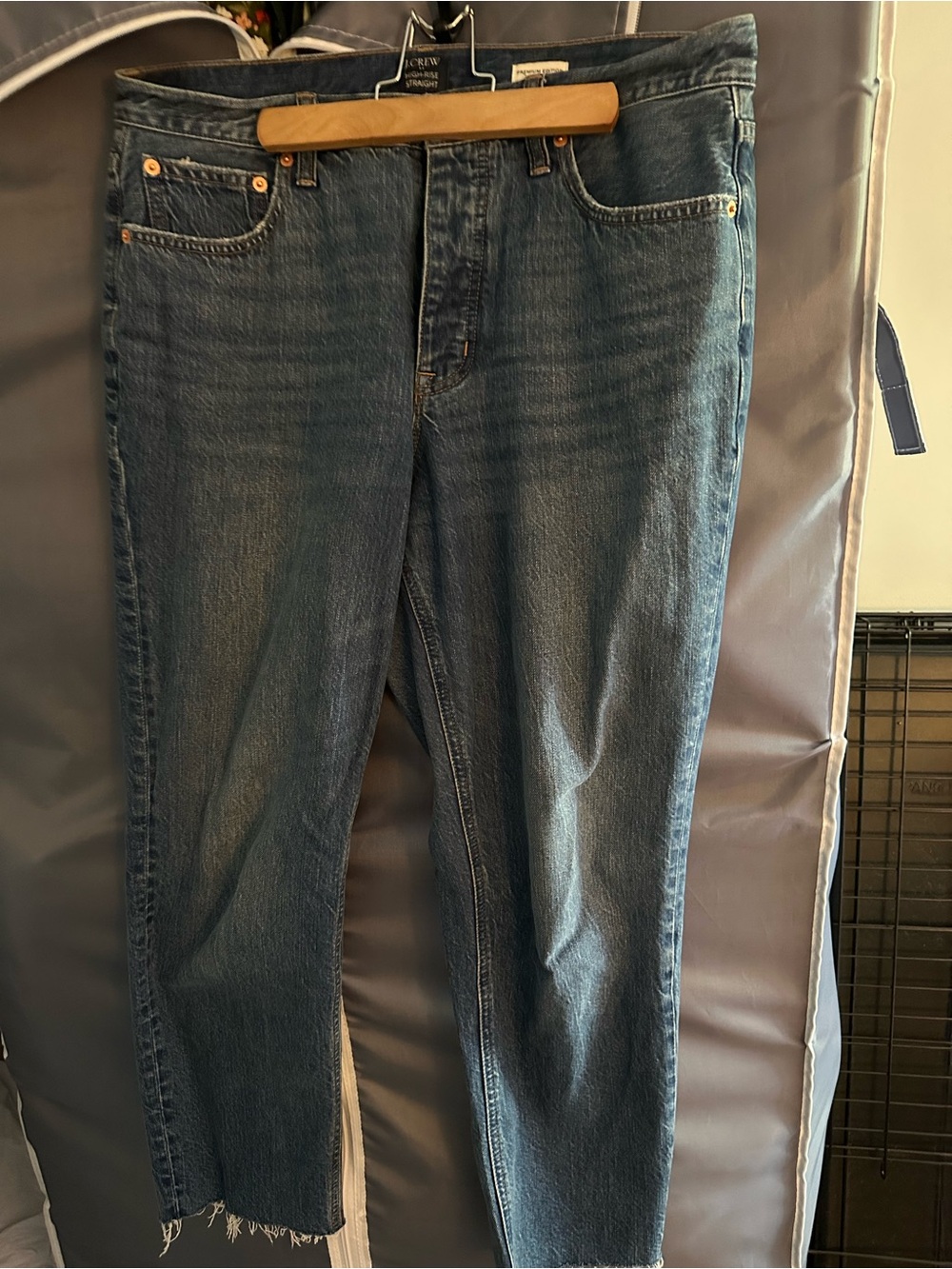 J. Crew High-Rise Straight Jeans in Indigo Blue